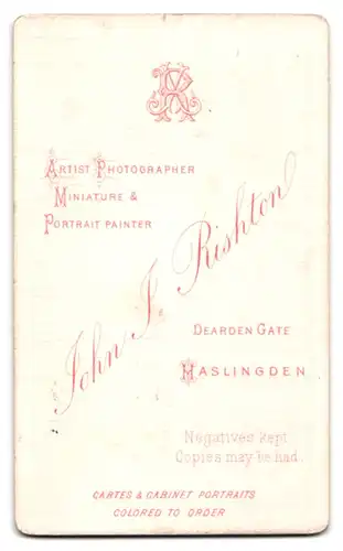 Fotografie John J. Rishton, Haslingden, Dearden Gate, Älterer Herr in Anzugjacke mit Krawatte