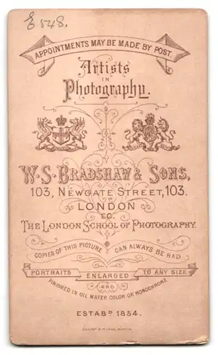 Fotografie W. S. Bradshaw & Sons, London, 103, Newgate Street, 103, Bürgerlicher Herr mit Schnurrbart