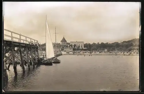 Fotografie H. Rubin & Co., Dresden-Blasewitz, Ansicht Timmendorfer Strand, Landungsbrücke und Strand-Halle