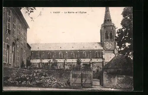 AK Vassy, La Mairie et l`Eglise