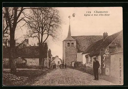 AK Chamvres, Eglise et Rue d`En-Haut