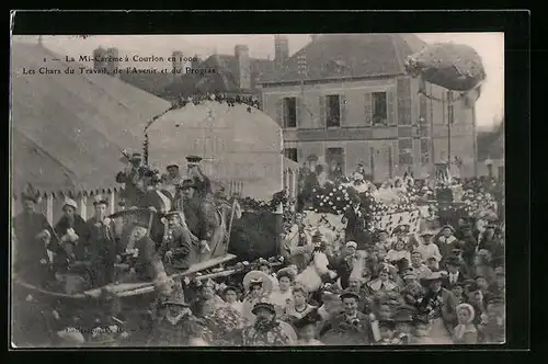 AK Courlon, La Mi-Caréme, Les Chars du Travail, de l'Avenir et du Progrés