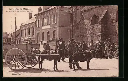 AK Égriselles-le-Bocage, La Mairie et un coin de l'Eglise