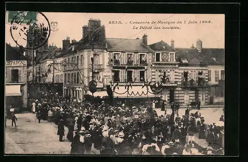 AK Sens, Concours de Musique du 7 Juin 1908, Le Detile des Societes