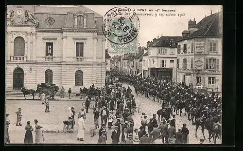 AK Sens, Arrivee du 18e Dragons, Retour des Manoevres, 9 septembre 1905