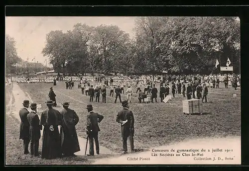 AK Sens, Concours de gymnastique du 2 Juillet 1911, Les Societes au Clos le-Roi
