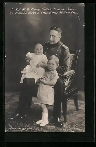 AK Grossherzog Wilhelm Ernst von Sachsen mit Prinzessin Sophie und Erbgrossherzog Wilhelm Ernst