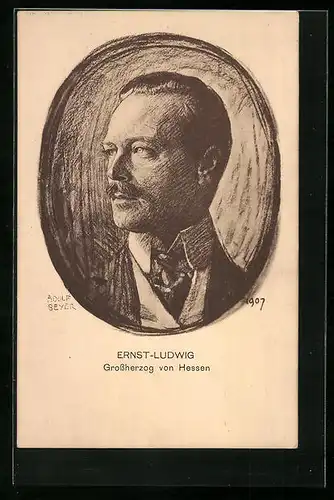 Künstler-AK Portrait Ernst-Ludwig von Hessen 1907 mit Krawatte