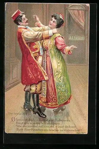 Künstler-AK Die lustige Witwe, Operettenszene Walzertanz