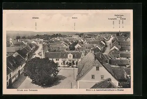 AK Gebesee, Blick v. d. Laurentuiskirchturm n. Westen