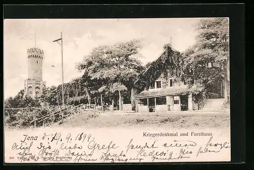 AK Jena, Kriegerdenkmal und Forsthaus
