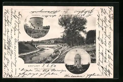 AK Erfurt, Ortsansicht mit Cyriaxburg