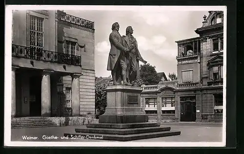 AK Weimar, Goethe- und Schiller-Denkmal