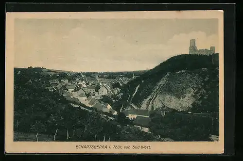 AK Eckartsberga i. Thür., Ortsansicht mit Burgruine