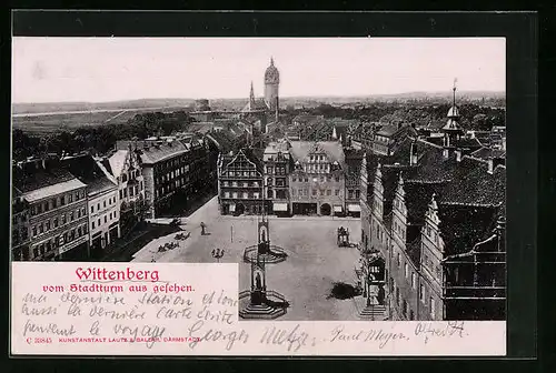 AK Wittenberg, Ortsansicht vom Stadtturm aus gesehen