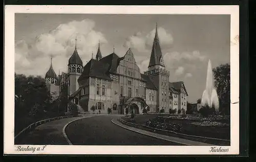 AK Bernburg /Saale, Kurhaus mit Springbrunnen