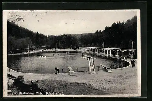 AK Bad Rastenberg /Thür., Schwimmbad mit Bootsfahrern