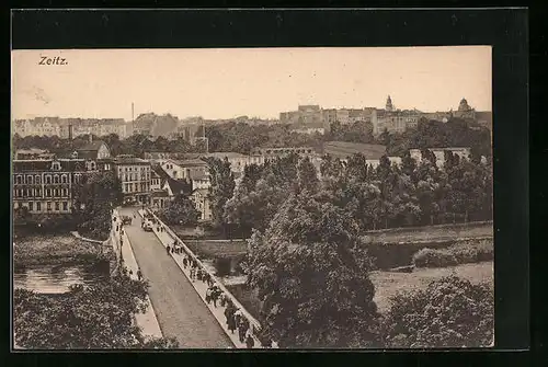 AK Zeitz, Ortspartie mit Brücke