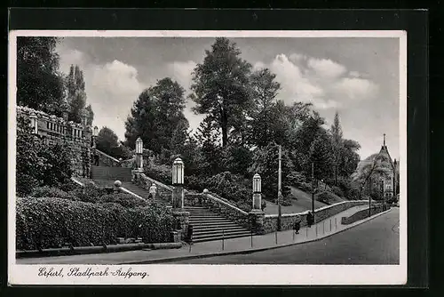 AK Erfurt, Treppenaufgang zum Stadtpark