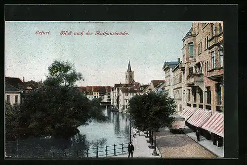 AK Erfurt, Blick nach der Rathausbrücke