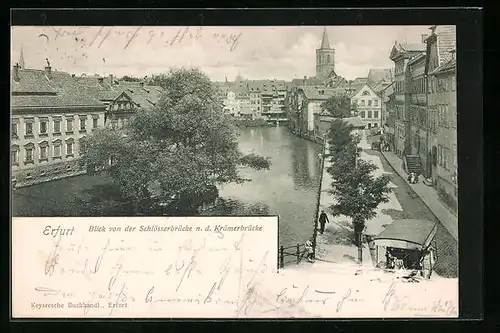 AK Erfurt, Blick von der Schlösserbrücke n. d. Krämerbrücke