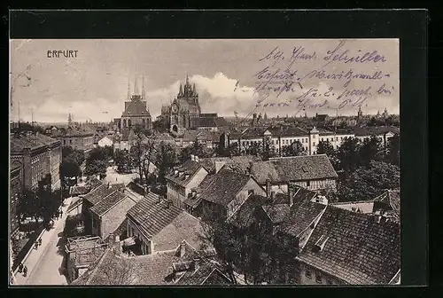 AK Erfurt, Panorama mit Kirchen