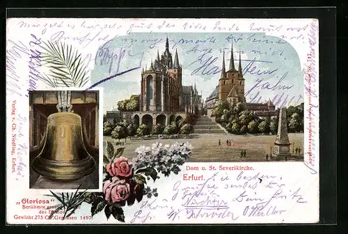 Künstler-AK Erfurt, Dom und St. Severikirche, Glocke Gloriosa