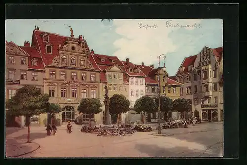 AK Erfurt, Fischmarkt mit Café Roland