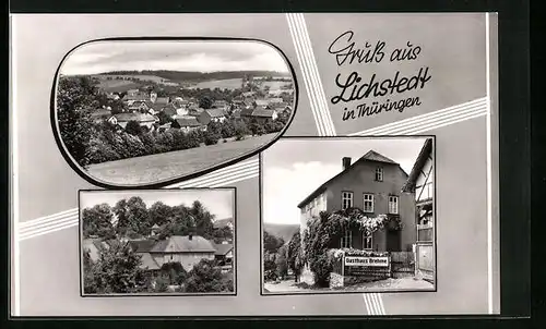 AK Lichstedt, Ortsansichten mit Gasthaus Brehme