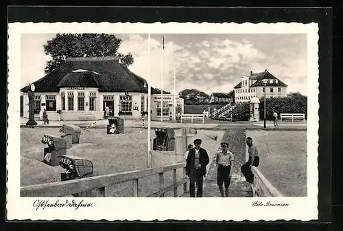 AK Dahme, Strandansicht mit Lesehalle und Besuchern