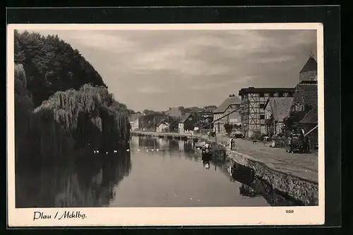 AK Plau /Meckl., Uferpartie mit Häuseransichten