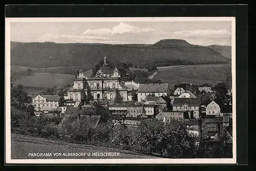 AK Albendorf, Ortsansicht mit Heuscheuer