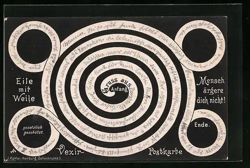 AK Vexierbild mit Labyrinth, optische Täuschung
