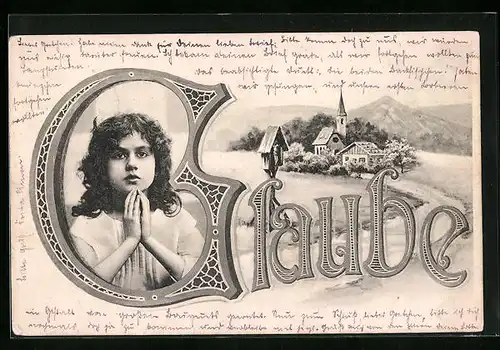 AK Glaube, Betendes Mädchen, Allegorie