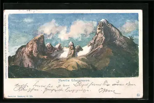 AK Familie Watzmann, Berg mit Gesicht / Berggesichter