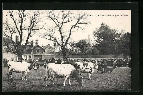 AK Sens, Le Clos le Roi un jour de Foire, Viehmarkt