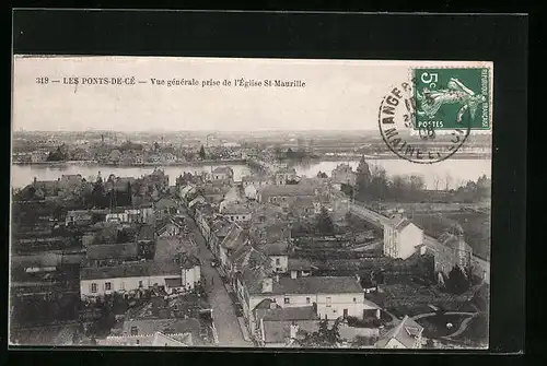 AK Les Ponts-de Cé, Vue generale prise de l`Eglise St-Maurille