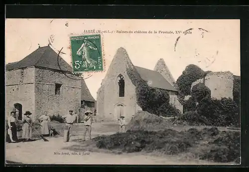 AK Jarzé, Ruines du chateau de la Fresnaie, XVe siecle