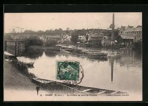 AK Segré, La riviere en aval de l`ecluse