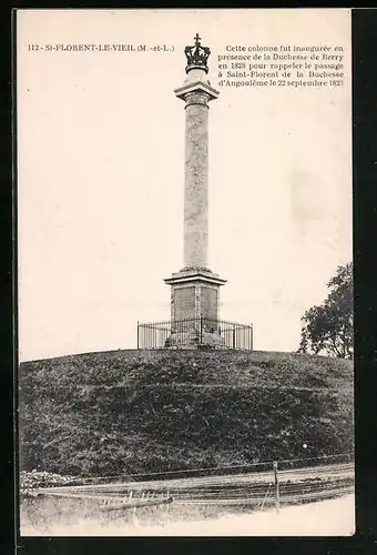AK St-Florent-le-Vieil, Colonne inaugurée en presence de la Duchesse de Berry
