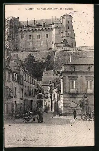 AK Saumur, La Place Saint-Michel et le Chateau