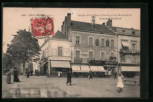AK Cholet, Angle de la Place Travot et du Boulevard Gustave Richard