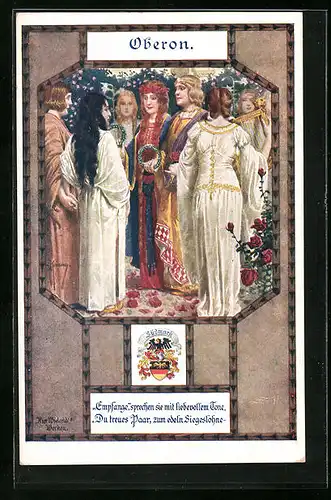 Künstler-AK Franz Kuderna: Szene aus Oberon, Verlag des Vereines Südmark