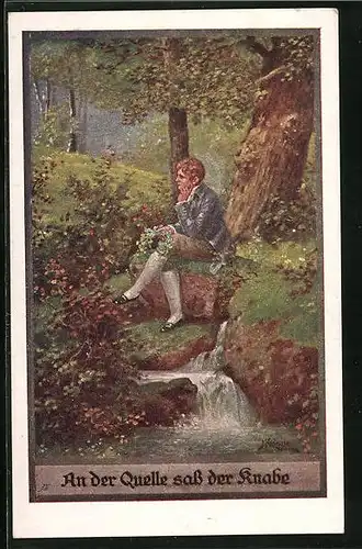 Künstler-AK Kränzle: An der Quelle sass der Knabe