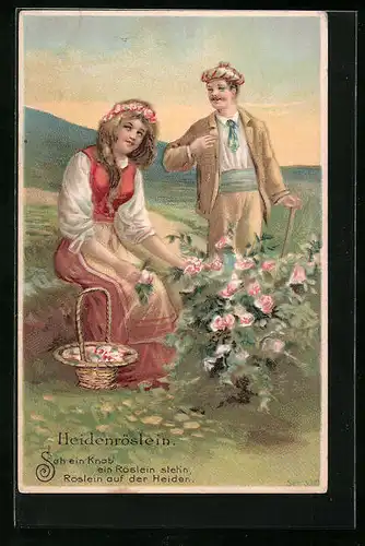 Präge-AK Sah ein Knab` ein Röslein steh`n