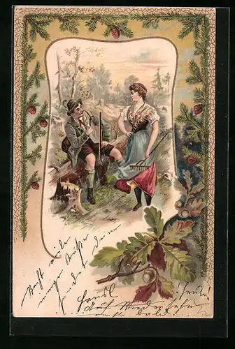 Präge-AK Jäger bandelt mit hübscher Bäuerin an