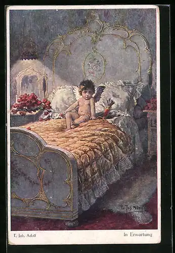 Künstler-AK Adolf (Jodolfi): Kleiner Amor in Erwartung