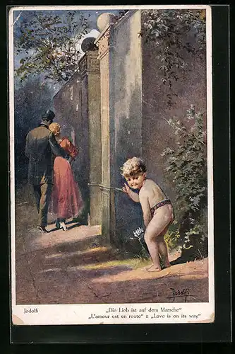 Künstler-AK Adolf (Jodolfi): Die Lieb ist auf dem Marsche