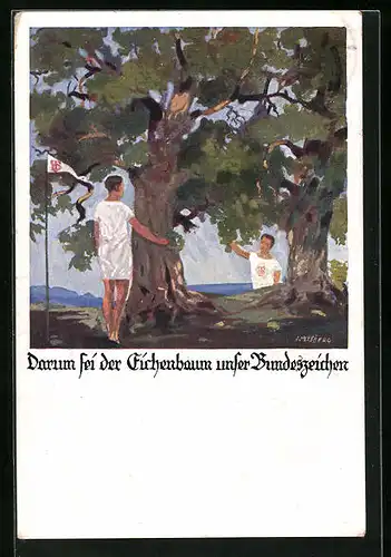 Künstler-AK Otto Amtsberg: Deutsche Turner bei ihrem Bundeszeichen dem Eichenbaum