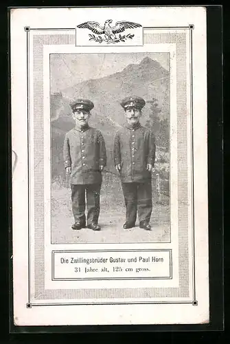 AK Liliputaner-Zwillingsbrüder Gustav und Paul Horn